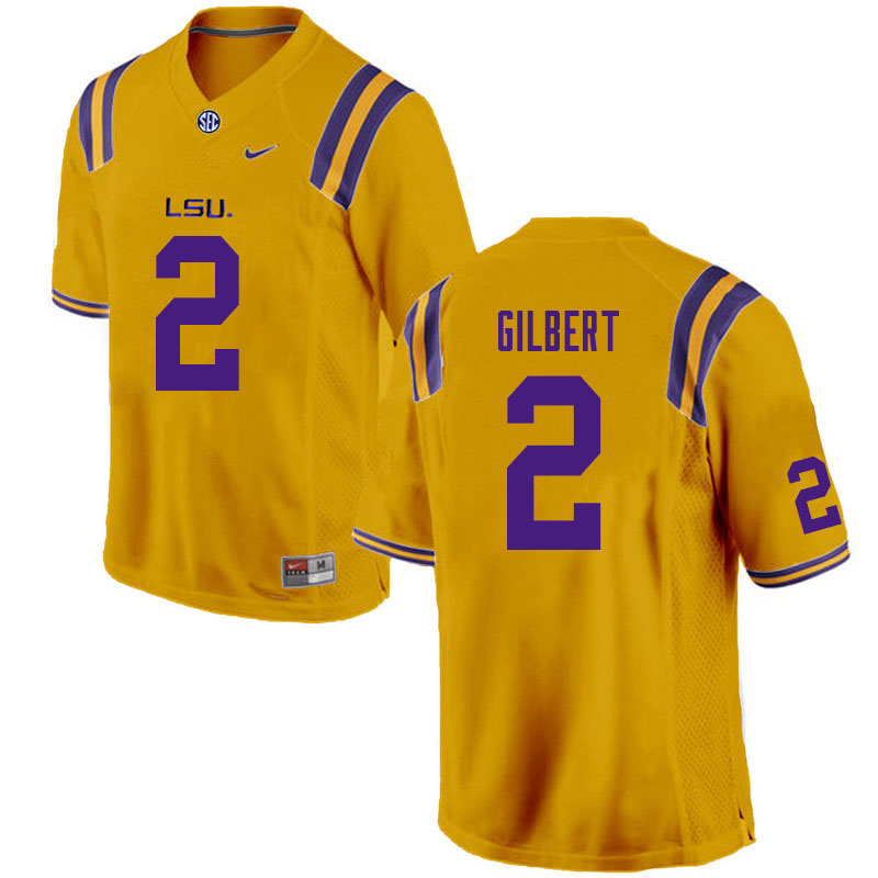 Men #2 Arik Gilbert LSU Tigers College Football Jerseys Sale-Gold